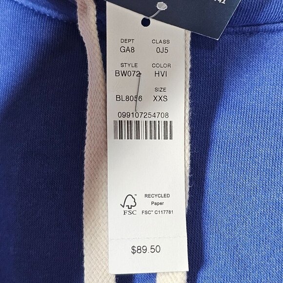 J. Crew Heritage Fleece Cropped Hoodie Sweatshirt Harbor View #BW072 Women's XXS - Picture 7 of 11